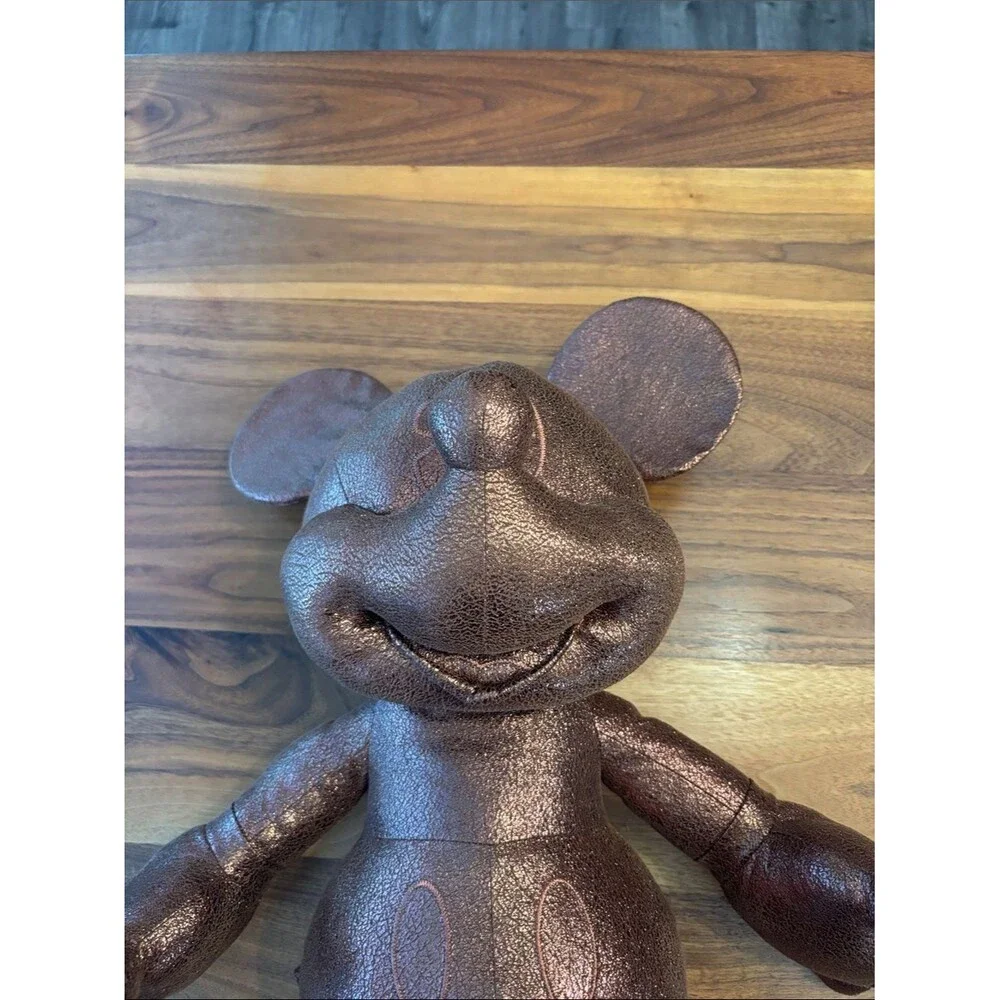 Disney Mickey Mouse Bronze Rose Gold Stuffed Animal Figure Stuffey 26”